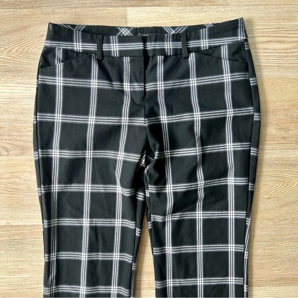 Express Editor Black & White Plaid Trousers/ Pants Straight Leg - Picture 2 of 5